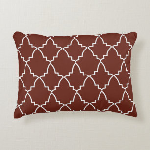 Burgundy Moroccan Lattice Pattern Decorative Cushion