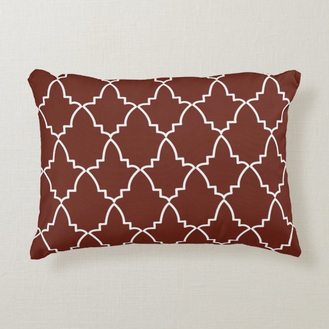 Burgundy Moroccan Lattice Pattern  Decorative Cushion (Front)