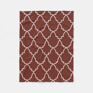 Burgundy Moroccan Lattice Pattern Fleece Blanket