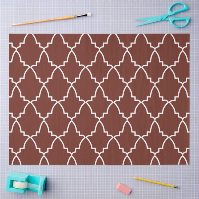 Burgundy Moroccan Lattice Pattern Tissue Paper (Craft)