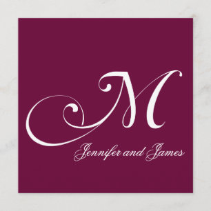 Burgundy Names Monogram M Wedding Invitations