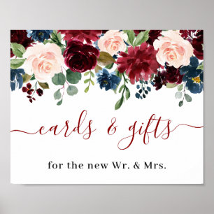 Burgundy Navy Blue Blush Cards & Gifts Wedding  Po Poster