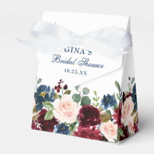 Burgundy Navy Blue Blush Floral Bridal Shower Favour Box