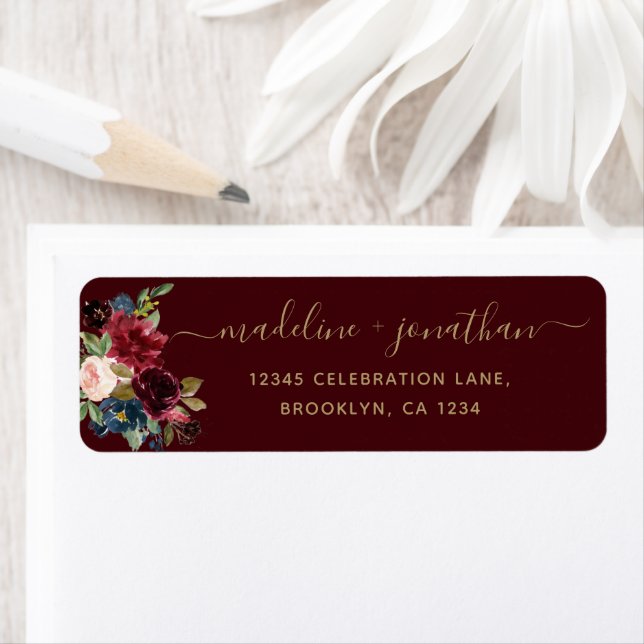 Burgundy Navy Blue Floral Elegant Gold Script (Insitu)
