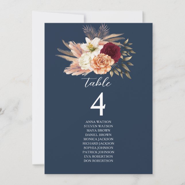 Burgundy Navy Blue Wedding Seating (Front)