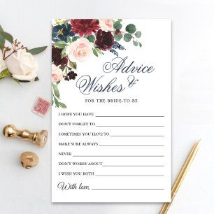 Burgundy Navy Blush Floral Advice & Wishes Cards