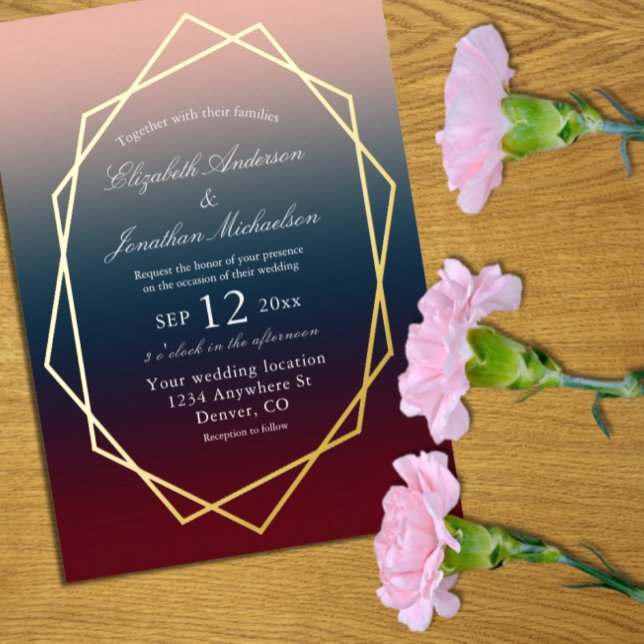 Burgundy Navy Blush Ombre Geometric Wedding (Creator Uploaded)