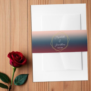 Burgundy Navy Blush Ombre Geometric Wedding Invitation Belly Band