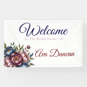 Burgundy Navy & Blush Peony Bridal Shower  Banner