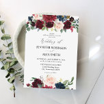 Burgundy & Navy, Blush Pink Floral Wedding 2 Invit Invitation<br><div class="desc">Get your guests ready for your amazing wedding with your Burgundy,  Blush Pink,  & Navy Floral Wedding Invitations.</div>