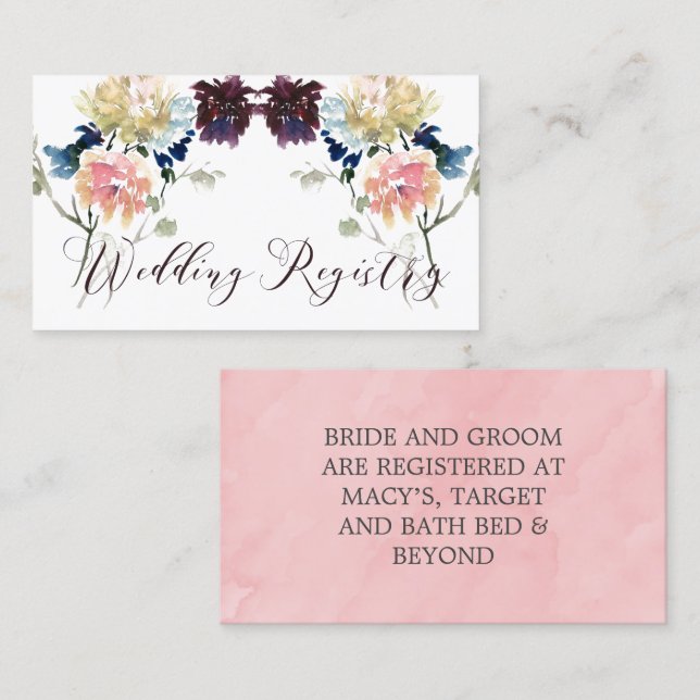 Burgundy Navy Blush Pink Wedding Enclosure Card (Front/Back)