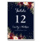 Burgundy Navy Confetti Floral Wedding Table Number