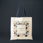 Burgundy Navy Floral Pattern Custom Bridal Party Tote Bag<br><div class="desc">This tote bag features a watercolor burgundy & navy floral pattern with greenery foliage,  and can be personalized with your custom text.</div>