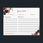 burgundy navy floral recipe card<br><div class="desc">An elegant burgundy and navy watercolor flowers design. The features of this design can be personalised.</div>