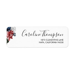 Burgundy Navy Floral Return Address Label