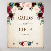 Burgundy Navy Floral Rustic Cards and Gifts