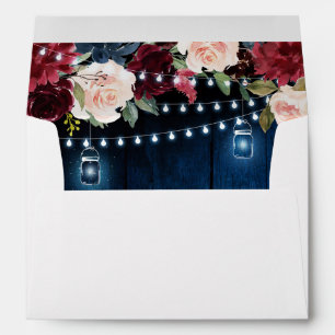 Burgundy Navy Floral String Light mason jar Envelope