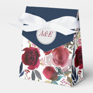Burgundy & Navy Floral Wedding Favour Box