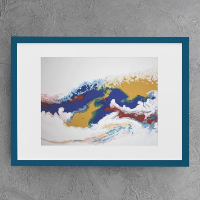 Burgundy Navy Fluid Marble Acrylic Art Abstract Poster (Creator Uploaded)