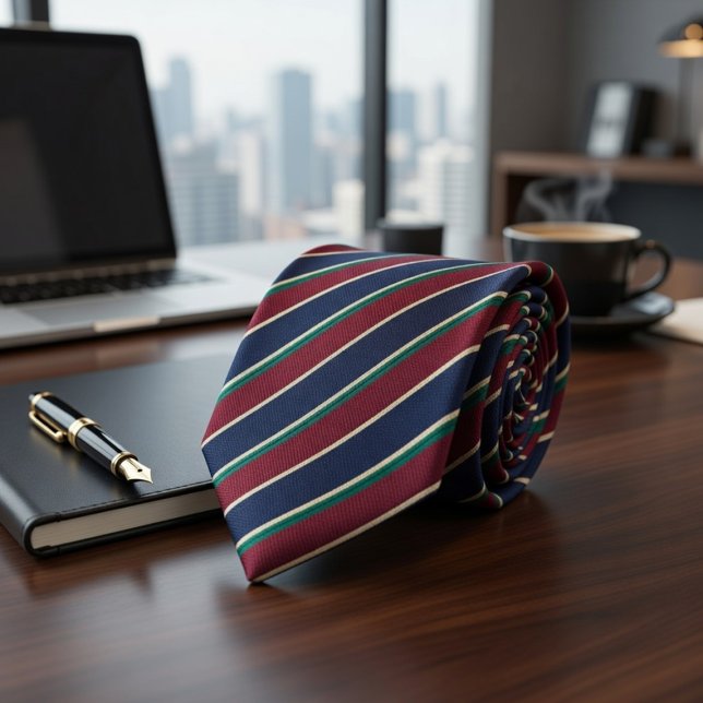 Burgundy Navy Green Classic Striped Tie (Creator Uploaded)