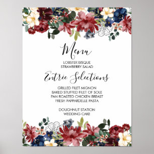 Burgundy Navy Menu Sign