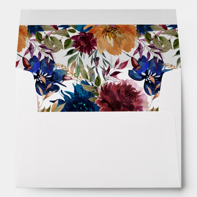 Burgundy & Navy Orange Fall Floral Envelope (Back (Bottom))