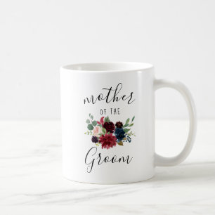 Burgundy Navy Pink Floral Mother of the Groom Gift Coffee Mug
