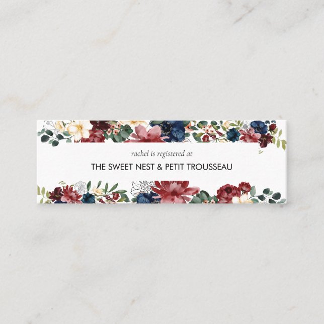 Burgundy Navy Registry Insert Cards | Mini (Front)