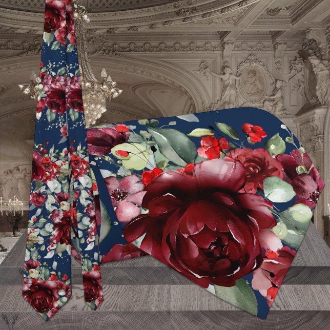 Burgundy Navy Silver Sage Eucalyptus Wedding Tie (Creator Uploaded)
