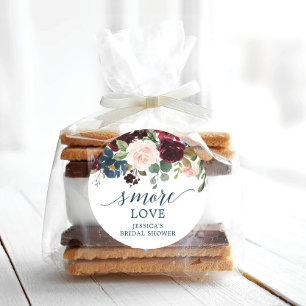 Burgundy Navy S'More Love - Favour Stickers