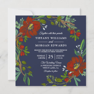 Burgundy & Navy Spring Summer Fall Wedding Invite