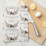 burgundy navy stag watercolor floral elegant bath  tea towel<br><div class="desc">Rustic foliage,  floral and stag antlers home personalise wedding gift towel set. With beautiful watercolor foliage,  white,  burgundy,  navy blue and pale pink florals,  stag antlers,  this modern rustic set will look classy in your home and great reminder of your special day.</div>