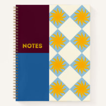 Burgundy Navy Sunburst Diamond Notebook - L