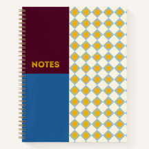 Burgundy Navy Sunburst Diamond Notebook - M