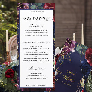 Burgundy Navy Wedding Dinner Menu