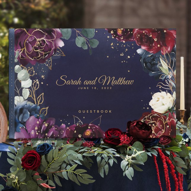 Burgundy Navy Wedding Guest Book (Creator Uploaded)