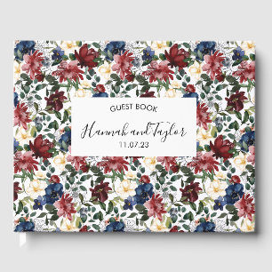 Burgundy Navy Wedding Guest Book