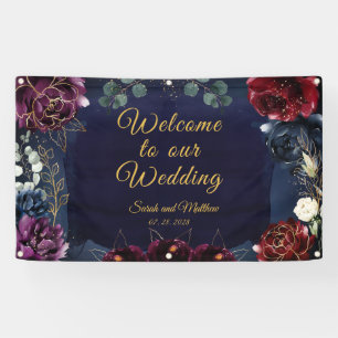 Burgundy Navy Welcome To Our Wedding 3x5' Banner