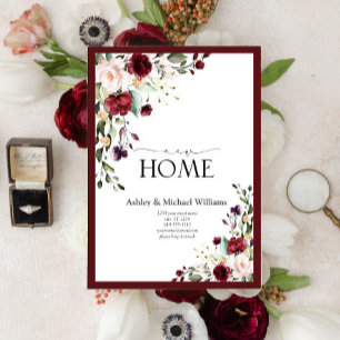 Burgundy New Home Moving Announcement Address