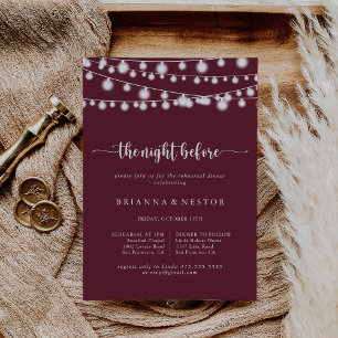 Burgundy Night Before Rehearsal Dinner  Invitation