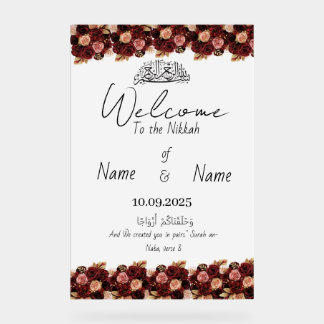 burgundy nikkah wedding sign