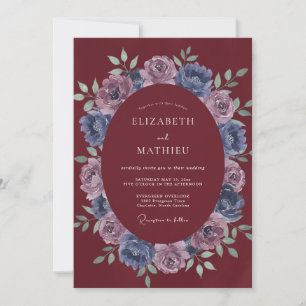 Burgundy Noble Winter Wedding Invitation