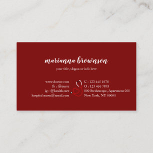 burgundy Nurse Doctor Hospital Business Card