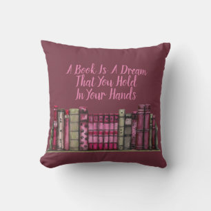 Burgundy Old Book Library  Cushion