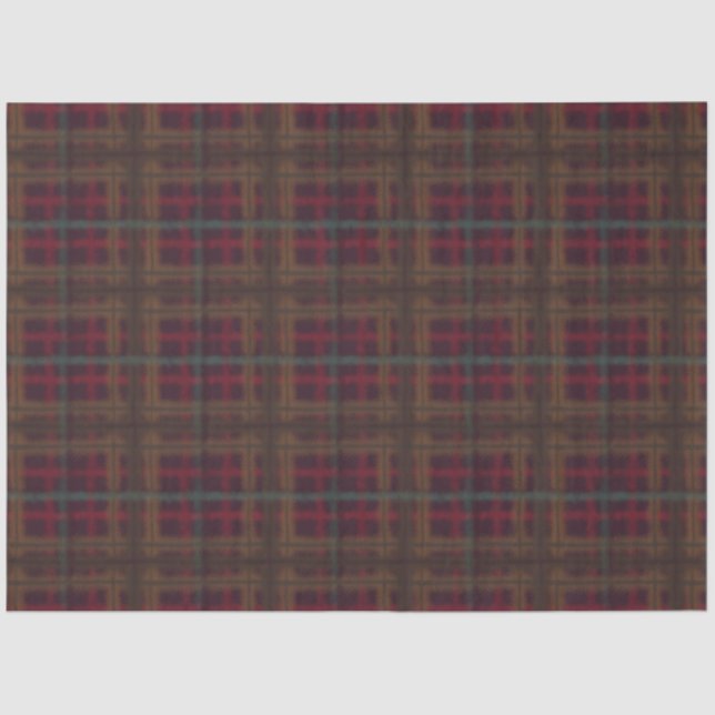 Burgundy Old Fashioned Organic Plaid Charming Tissue Paper (Front)