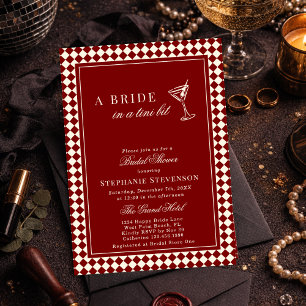 Burgundy Old Money Checkered Martini Bridal Shower Invitation