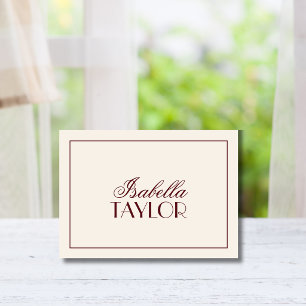 Burgundy Old Money Formal Wedding Place Card