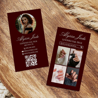 Burgundy Old Money Photo Collage Instagram IG Business Card