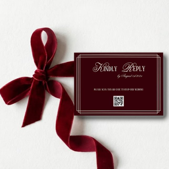 Burgundy Old Money Wedding RSVP Card (Creator Uploaded)