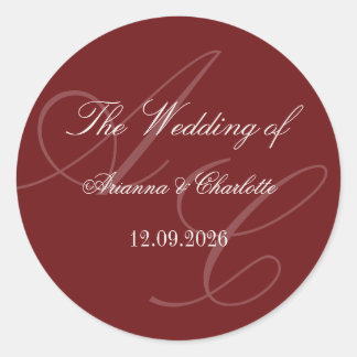 Burgundy Old Money Wedding Sticker